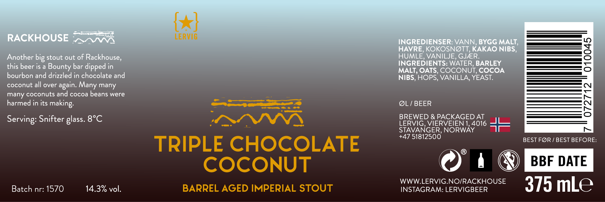 Lervig Triple Chocolate Coconut stout boks 33cl kokos