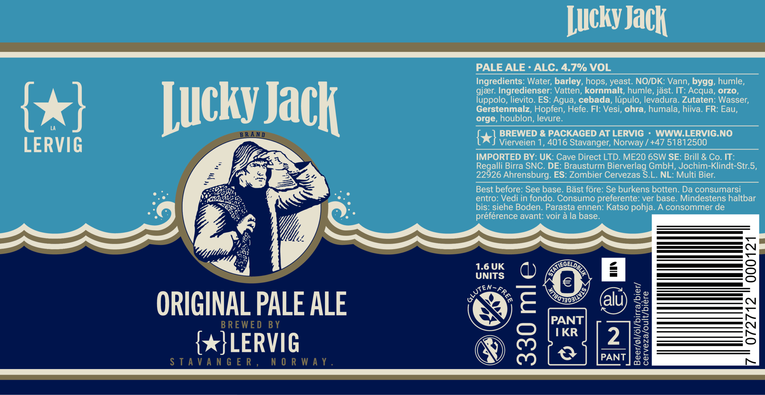 Lervig Lucky Jack pale ale øl 33 cl boks sitrus