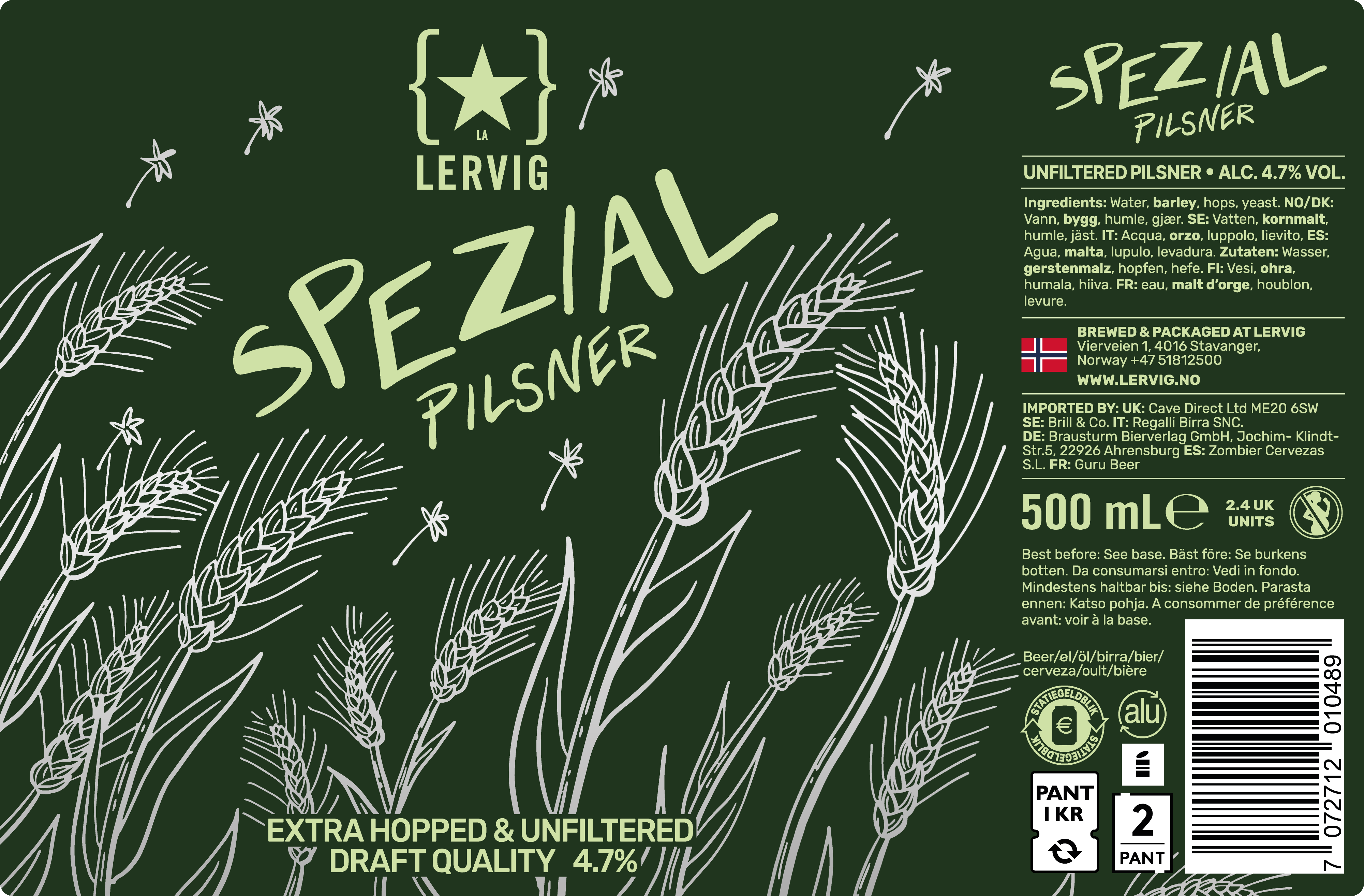 Lervig Spezial pilsner øl boks 33cl frisk
