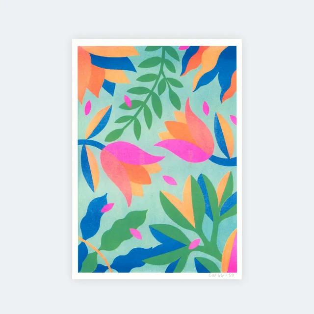 Fauve Tulips risografi plakat A4 signert 50 eksemplarer