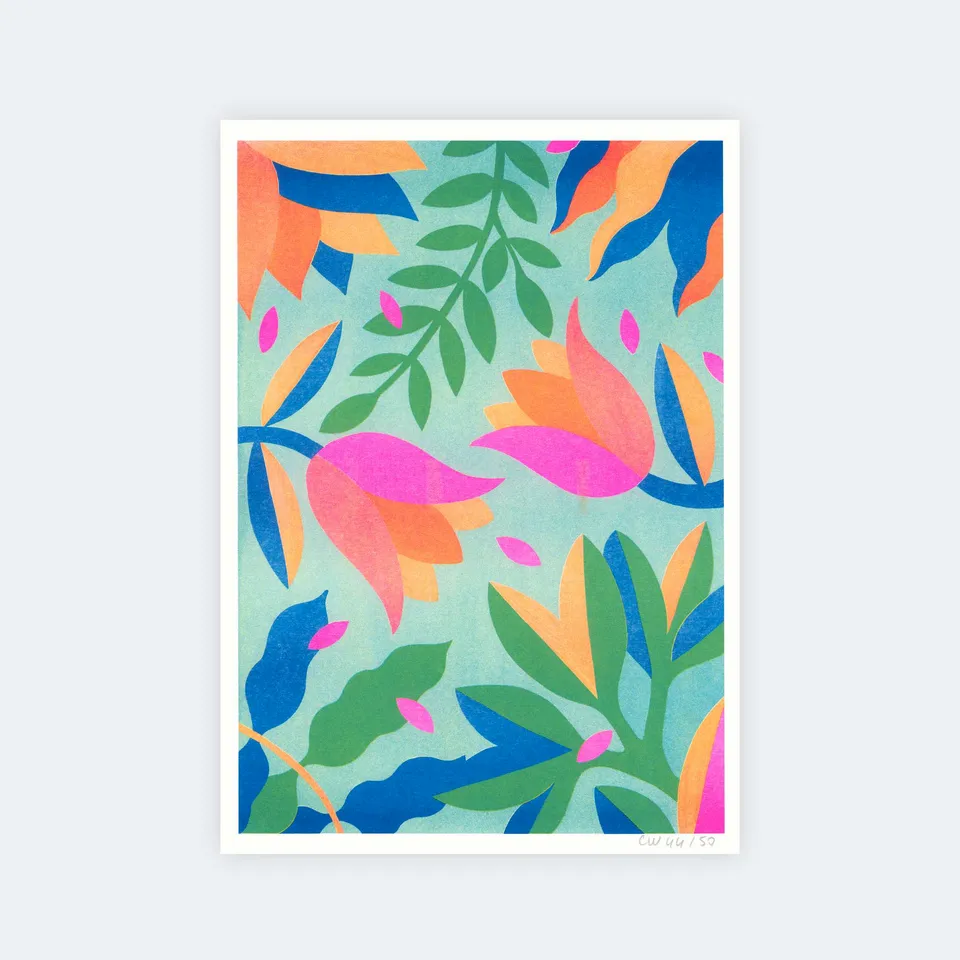 Fauve Tulips risografi plakat A4 signert 50 eksemplarer