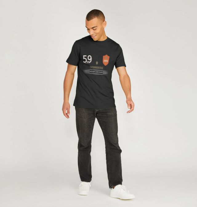 Thornbridge Jaipur Football Tee t-skjorte svart økologisk bomull