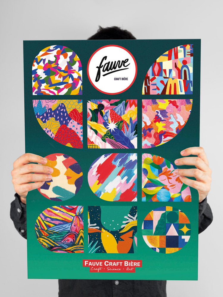 Fauve Damiers géométriques plakat A2 fargerik