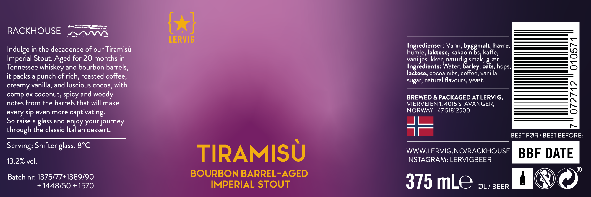 Lervig Tiramisu stout 330ml boks fatpreget