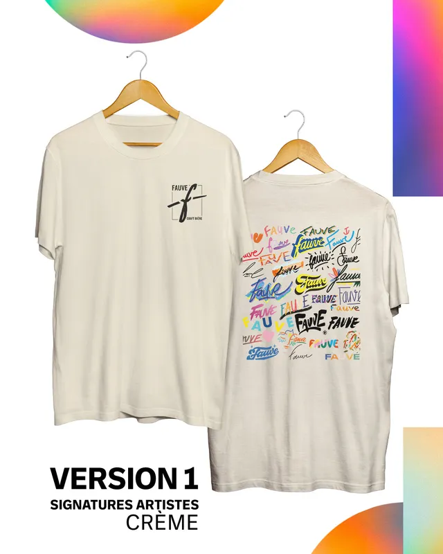 Fauve Signature t-skjorte svart krem unisex bomull