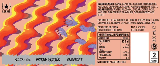 Lervig Spiked Seltzer brus 33cl boks grapefrukt