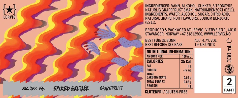 Lervig Spiked Seltzer brus 33cl boks grapefrukt