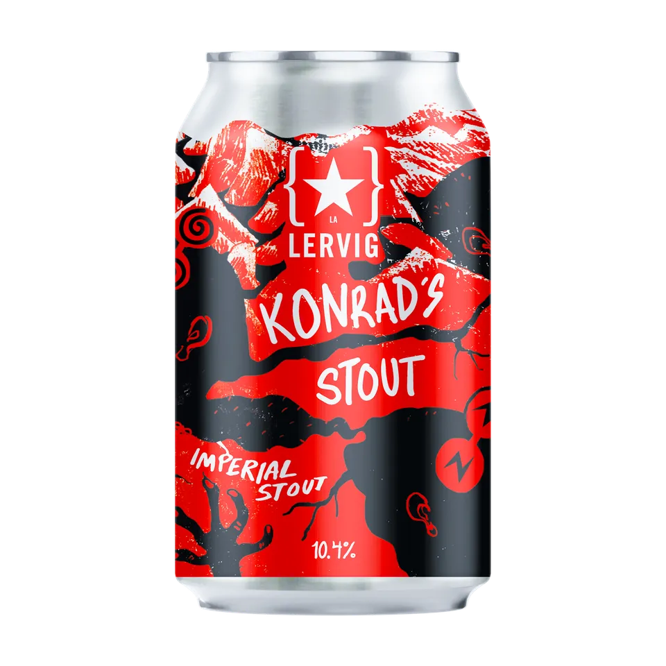 Lervig Konrad's Stout øl boks mørk