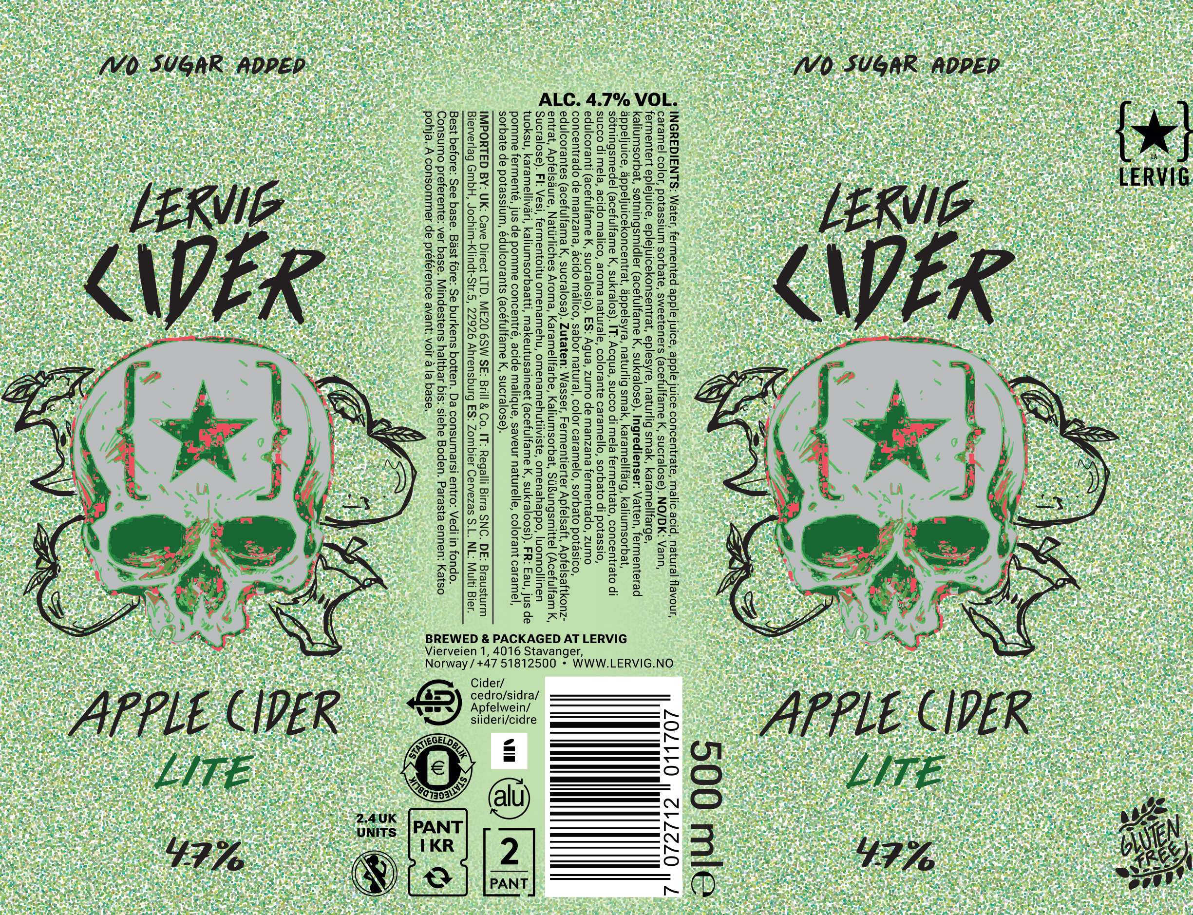 Lervig Apple Cider Lite sider 33cl boks lett