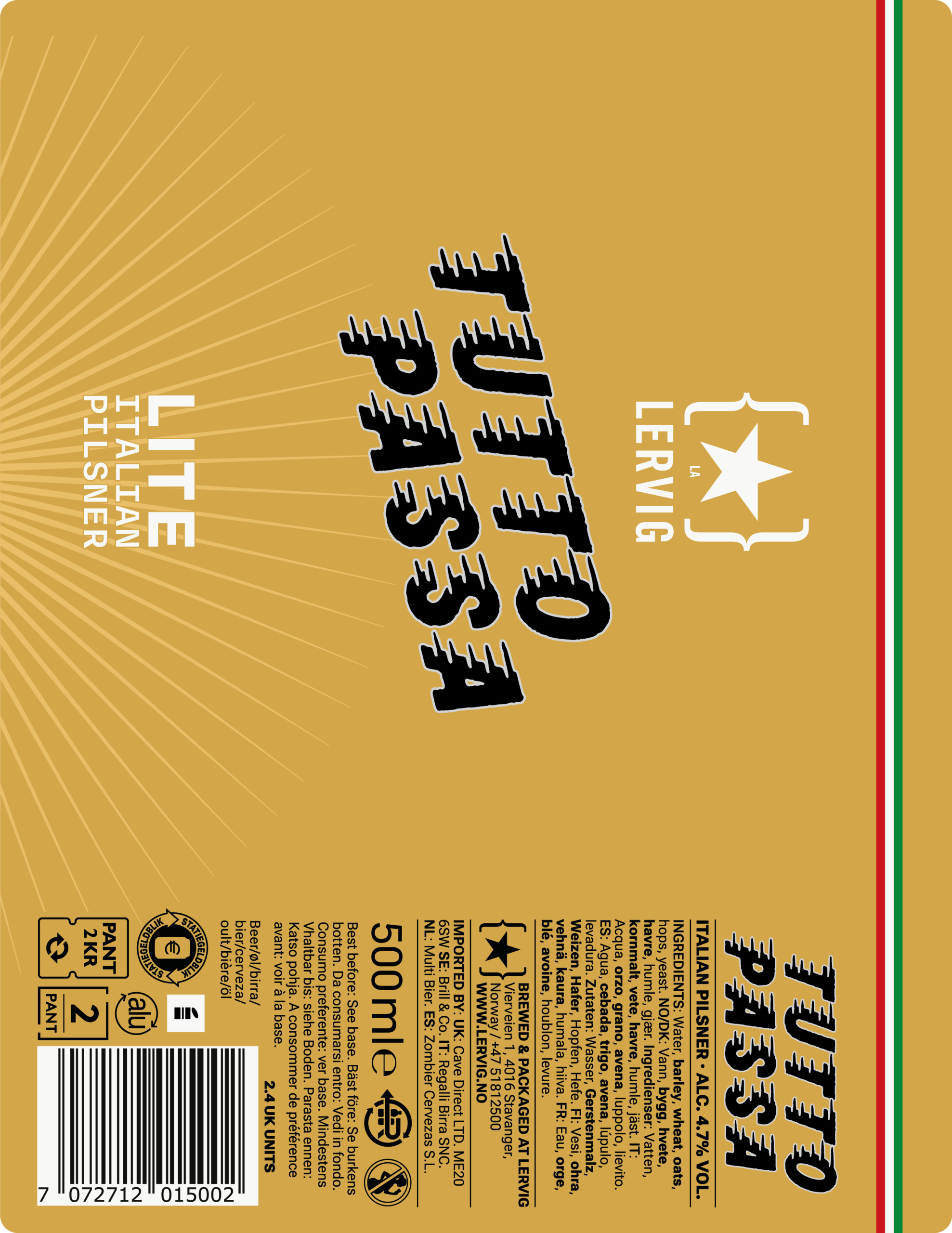 Lervig Tutto Passa Lite øl 33 cl boks lett