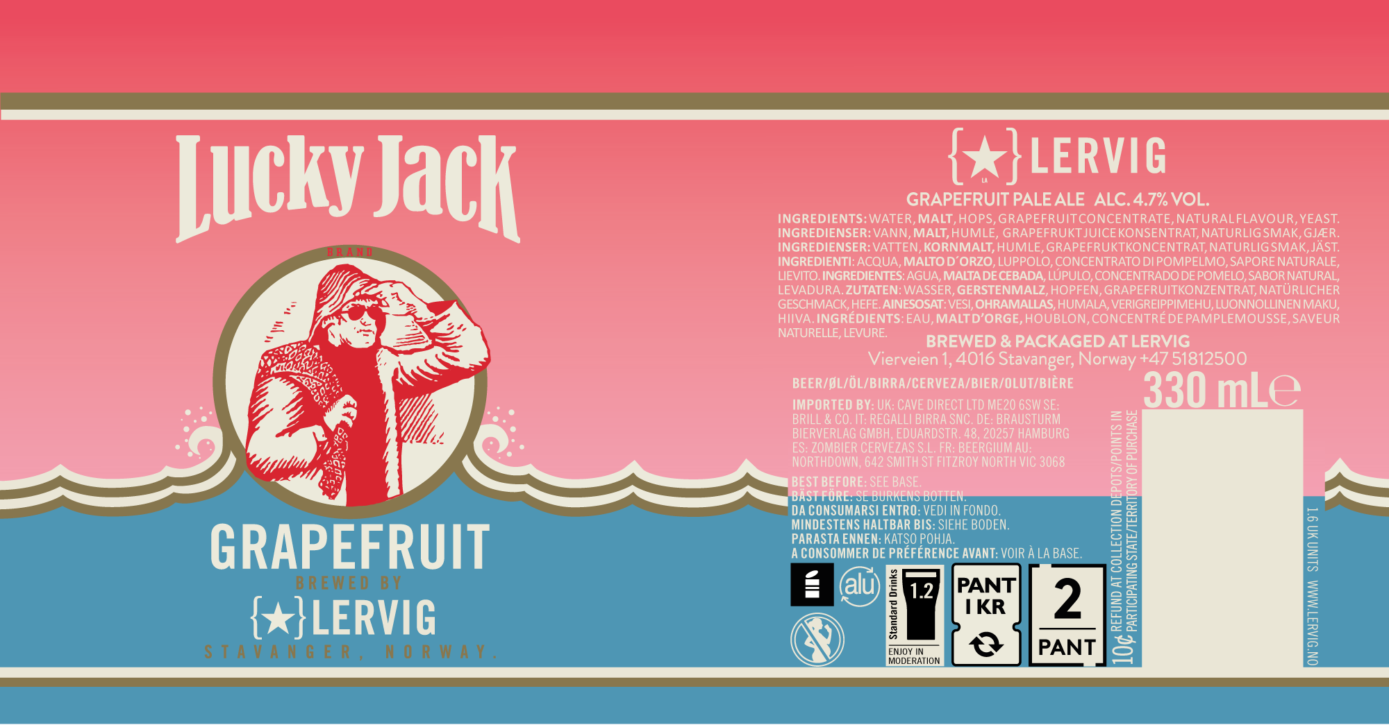 Lervig Lucky Jack Grapefruit pale ale 44 cl frisk