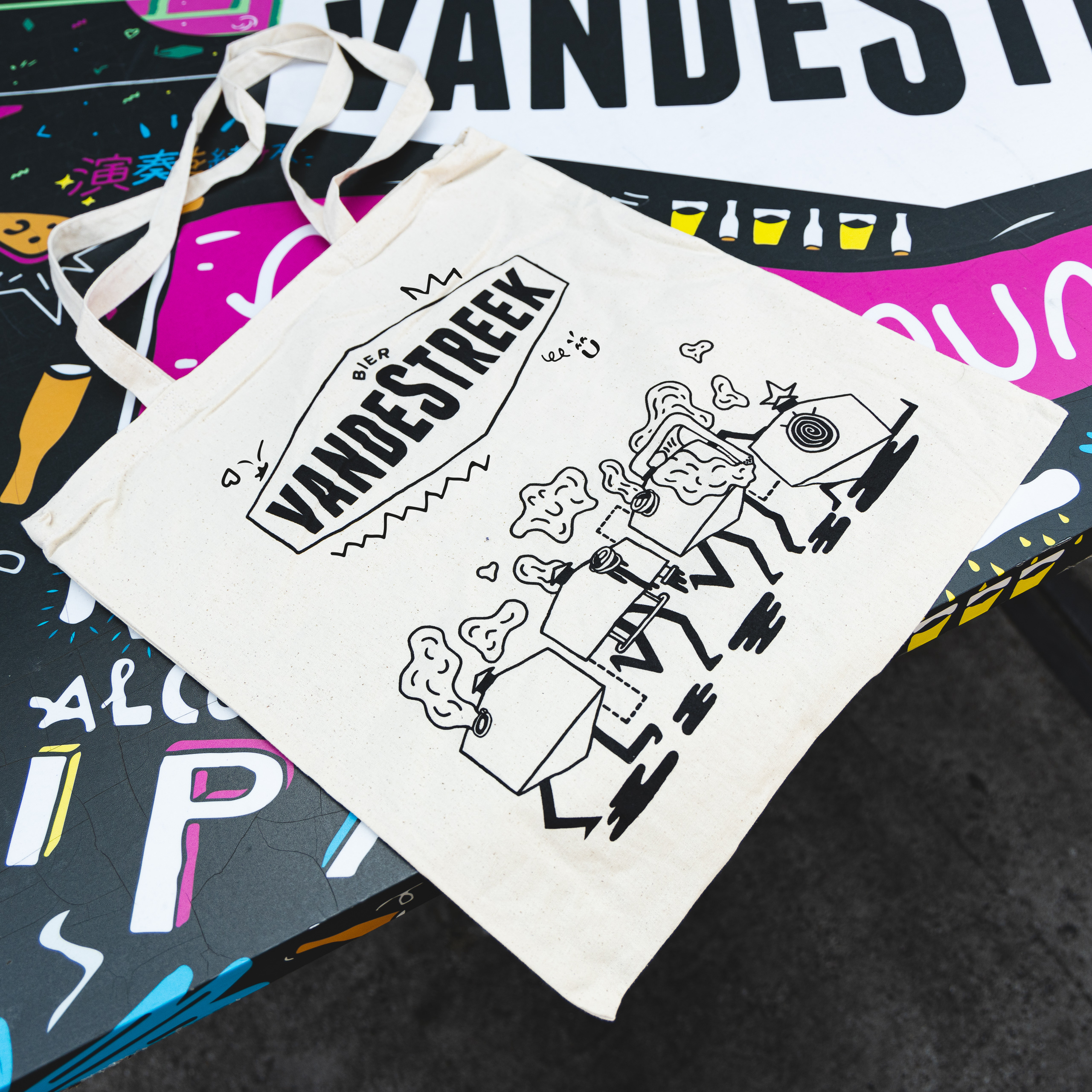 Vanderstreek tote bag handlenett øl bomull