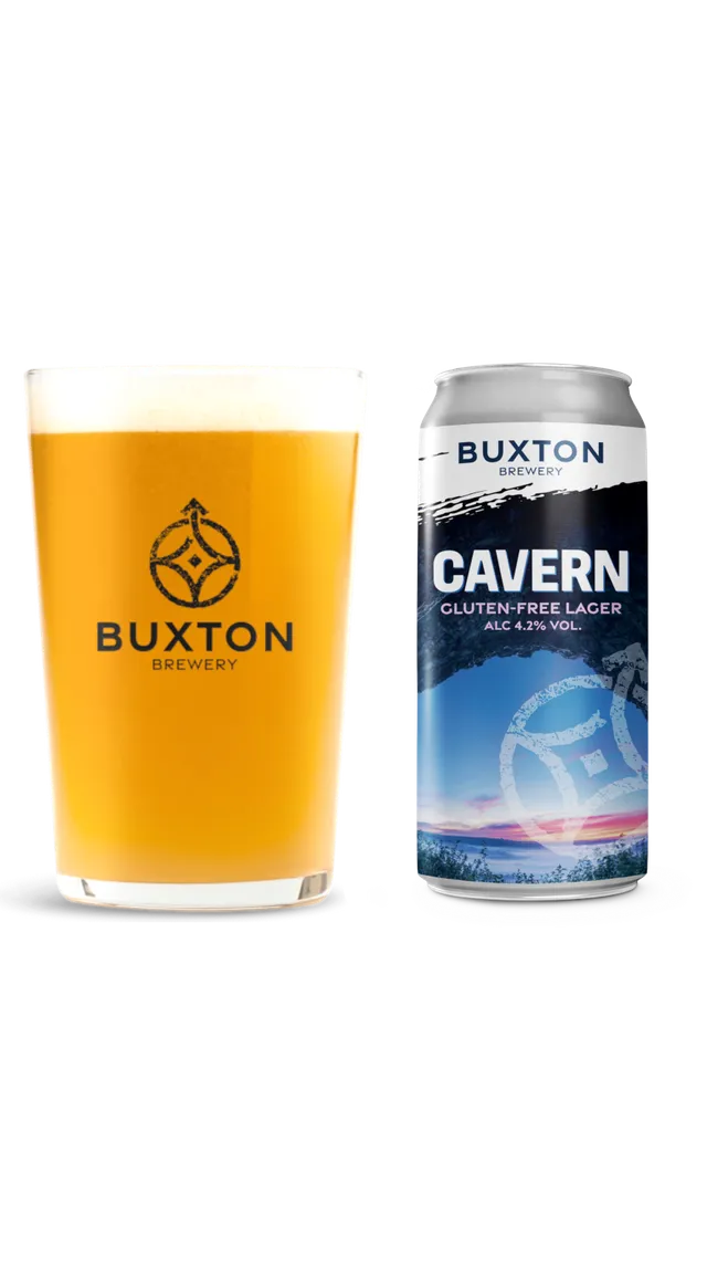 Buxton Cavern lager øl 4-pk med glass