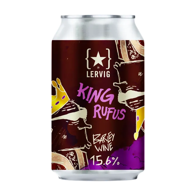 Lervig King Rufus barleywine øl boks 33cl fatpreget