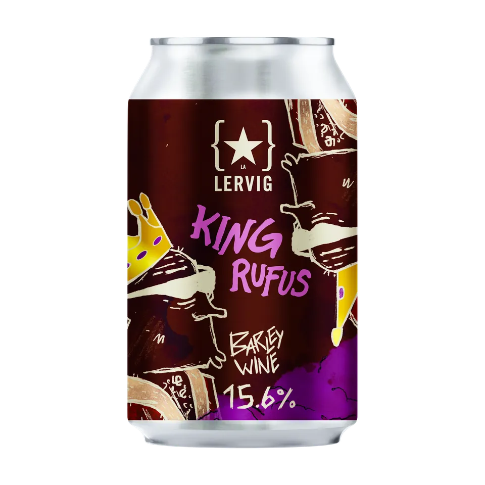 Lervig King Rufus barleywine øl boks 33cl fatpreget