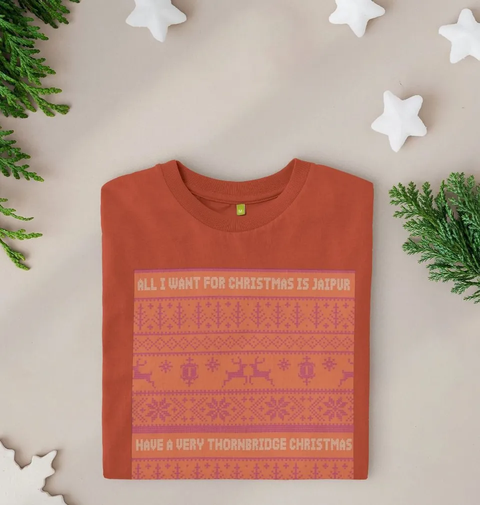 Thornbridge Jaipur Christmas t-skjorte svart økologisk bomull